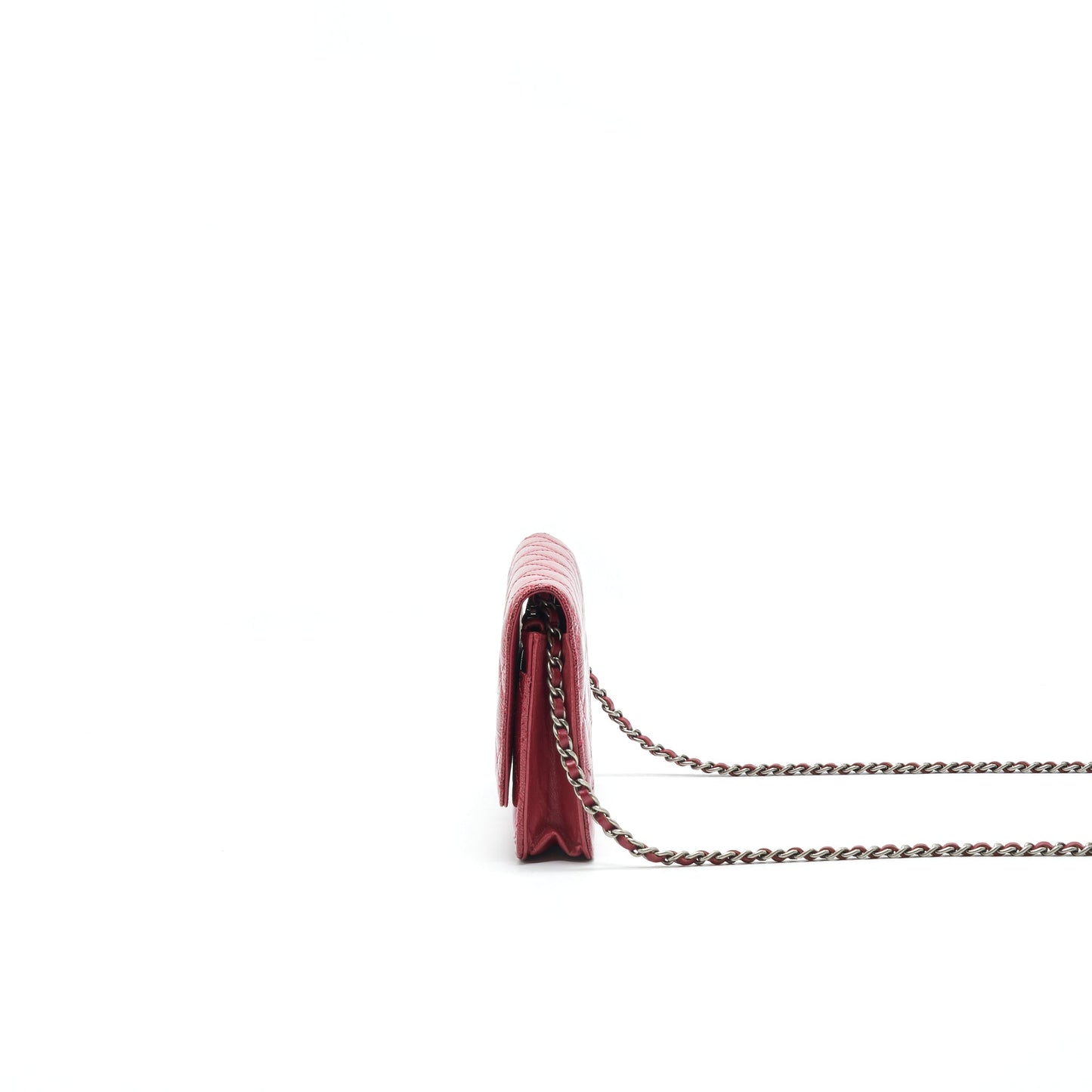 CHANEL WALLET ON CHAIN PATENT LEATHER RED SHW