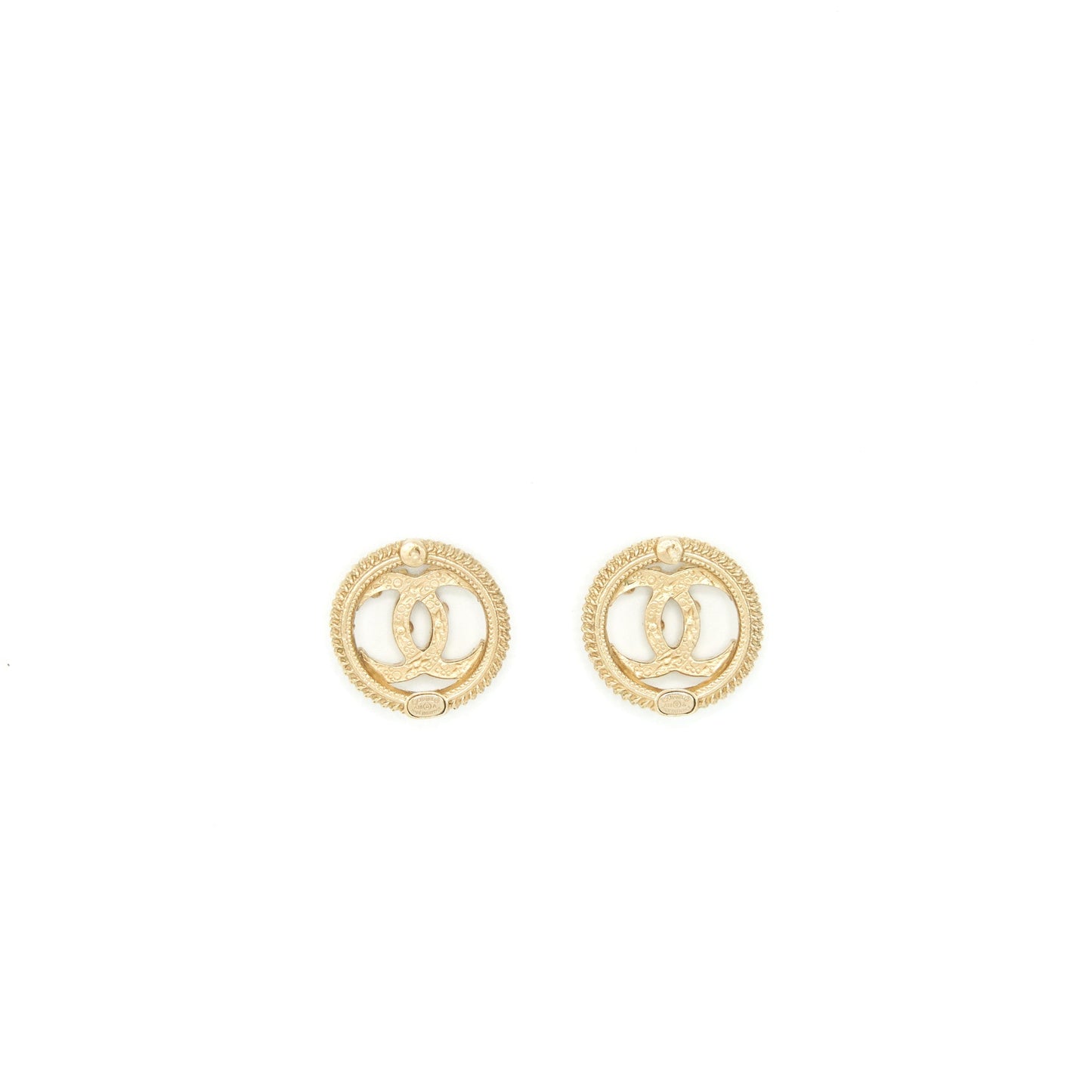 Chanel Round CC Logo Crystal and Pearl Earrings GHW
