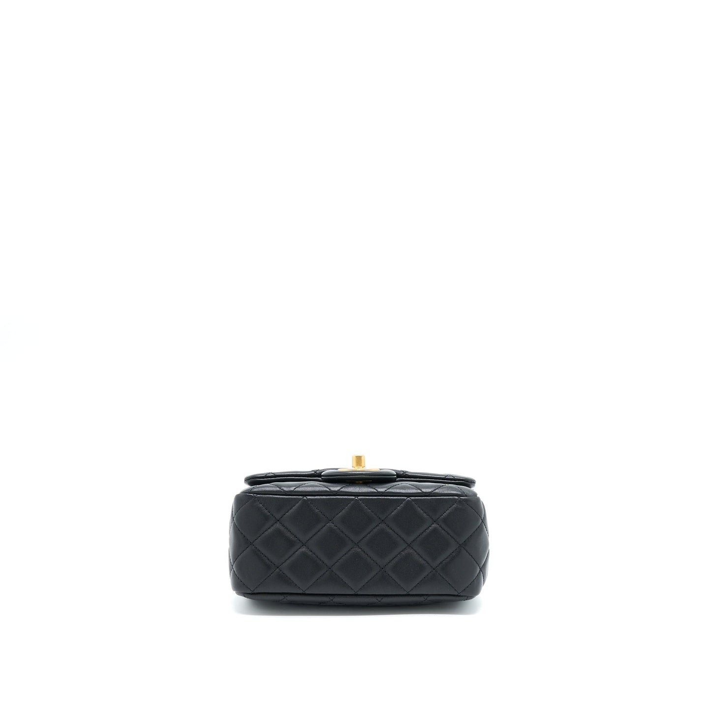 Chanel Pearl Crush Mini Square Flap Bag Lambskin Black GHW (Microchip)