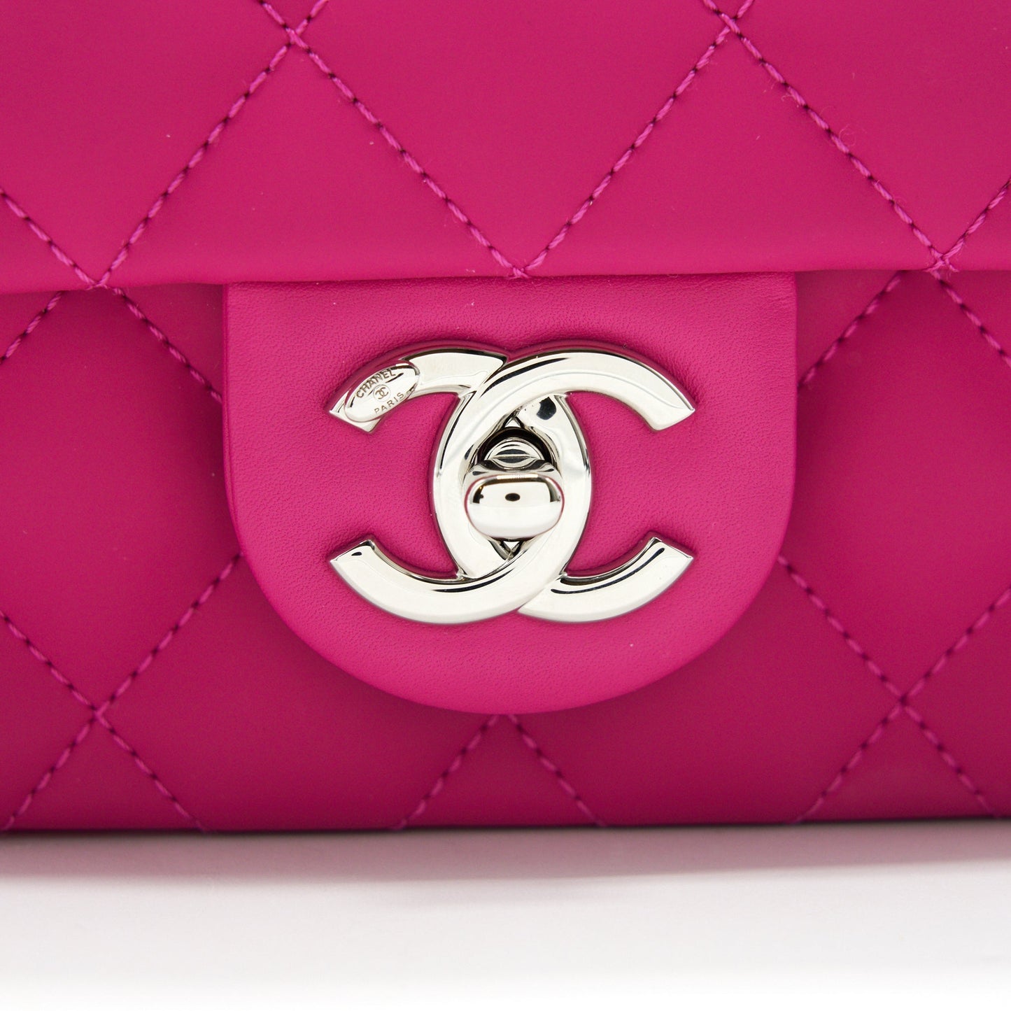 Chanel Rubber quilted lambskin flap Bag pink SHW
