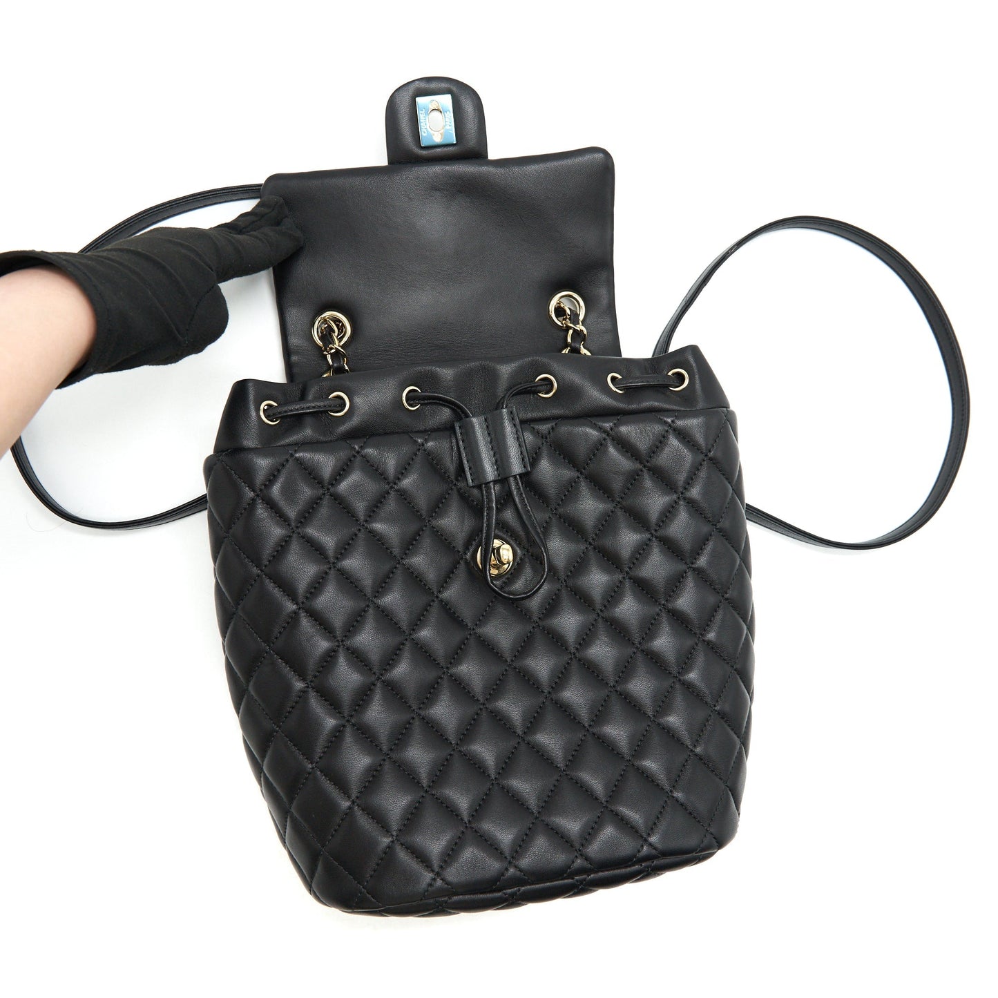 CHANEL QUILTED LAMBSKIN URBAN SPIRIT BACKPACK BLACK GHW