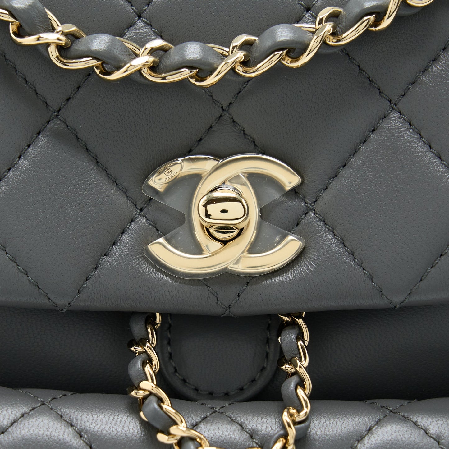 Chanel 22A Duma Backpack Lambskin Dark Grey LGHW (Microchip)