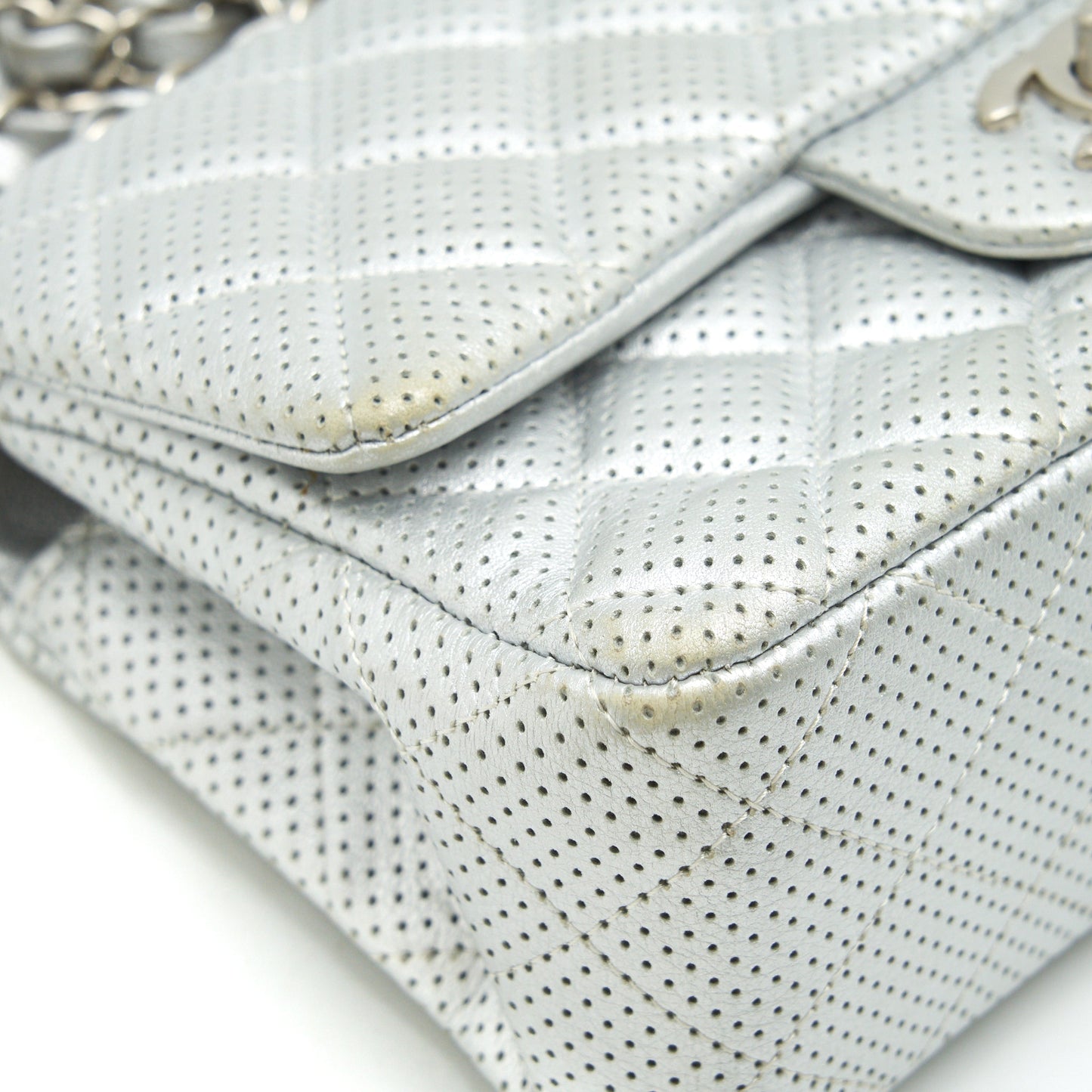 CHANEL RECTANGULAR MINI FLAP BAG SILVER