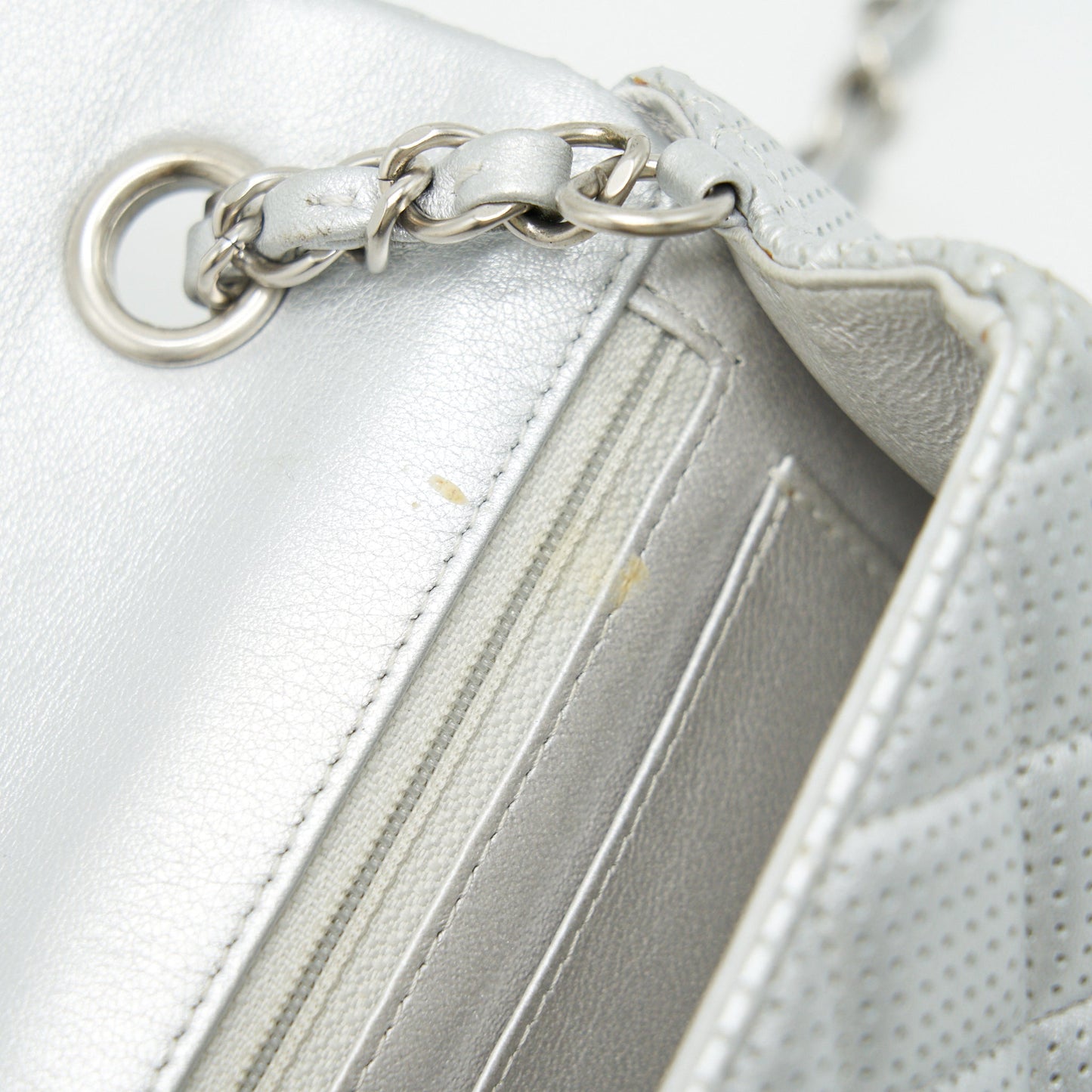 CHANEL RECTANGULAR MINI FLAP BAG SILVER