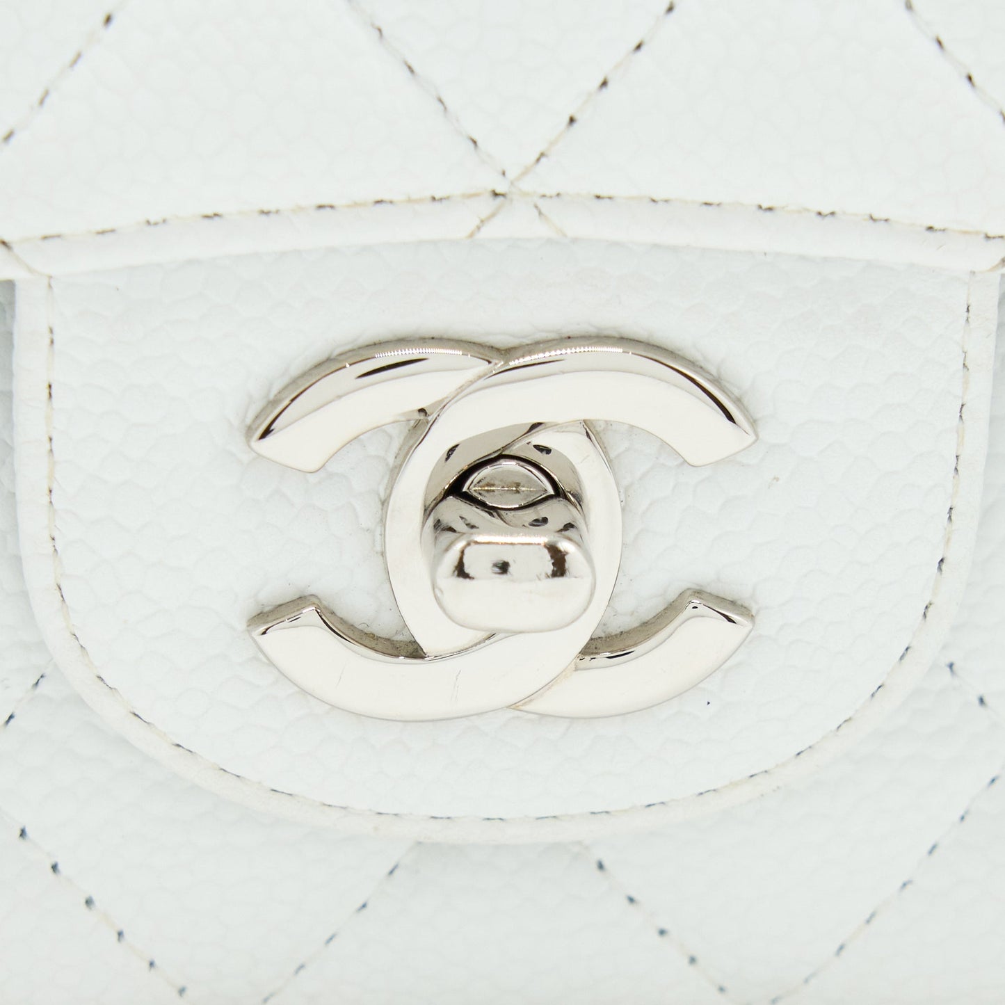 Chanel Medium Classic Flap Caviar White SHW