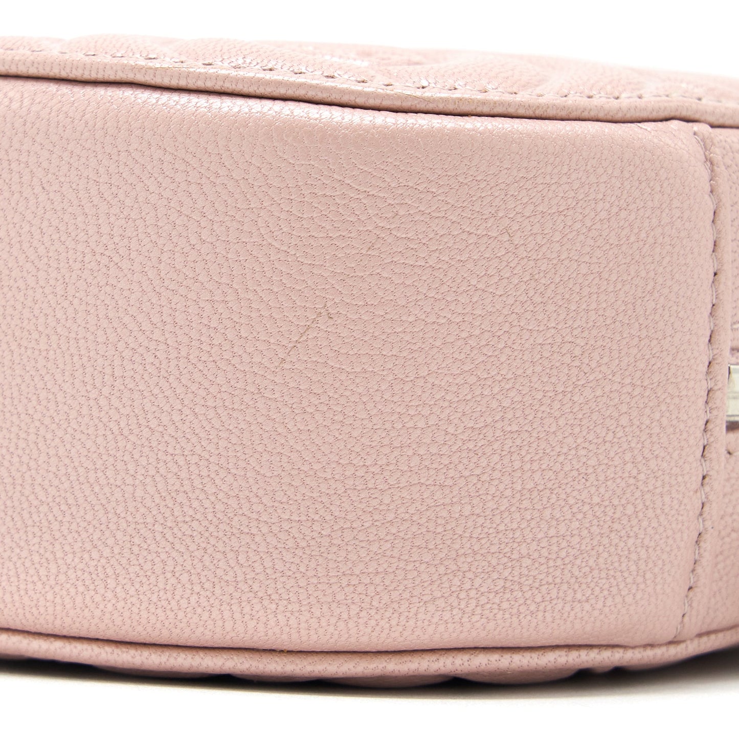 Chanel Round Clutch With Chain Camellia Calfskin Nude Pink SHW