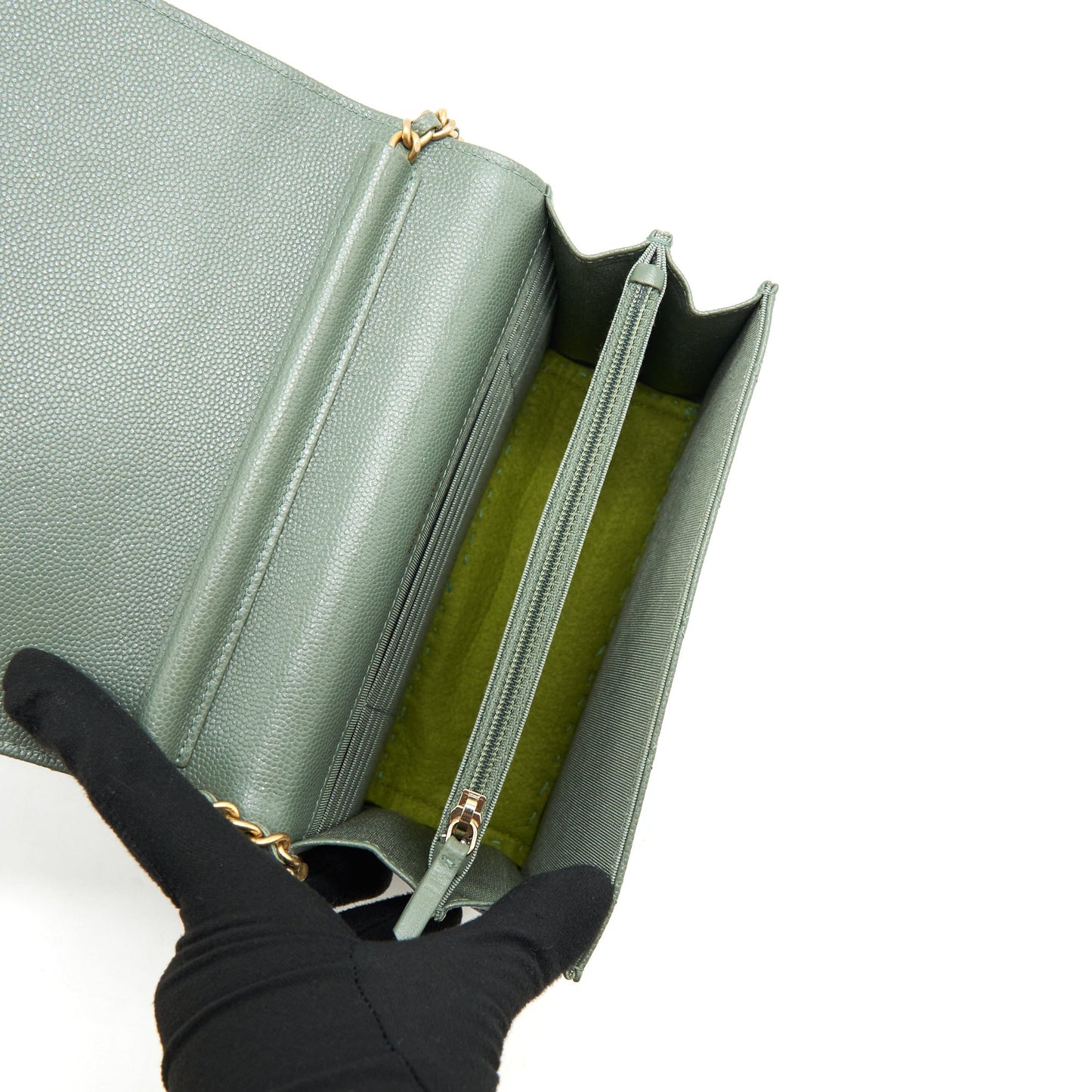 Chanel Wallet On Chain Square Caviar Green GHW