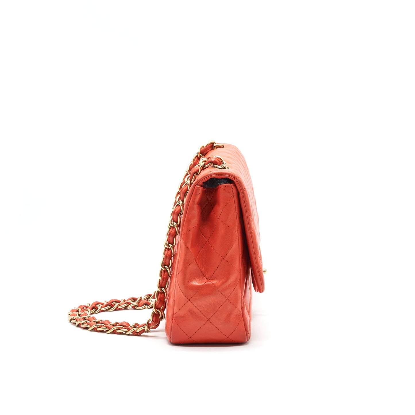 CHANEL CLASSIC SINGLE FLAP JUMBO BAG ORANGE LAMBSKIN GHW