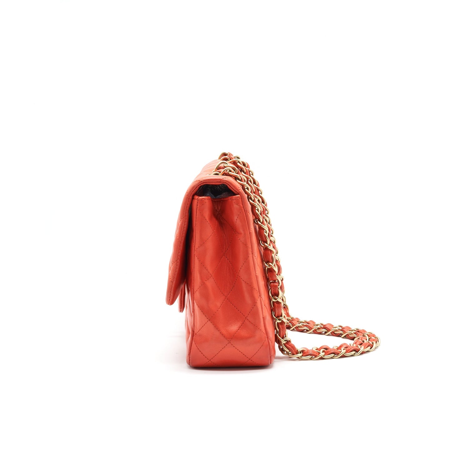CHANEL CLASSIC SINGLE FLAP JUMBO BAG ORANGE LAMBSKIN GHW