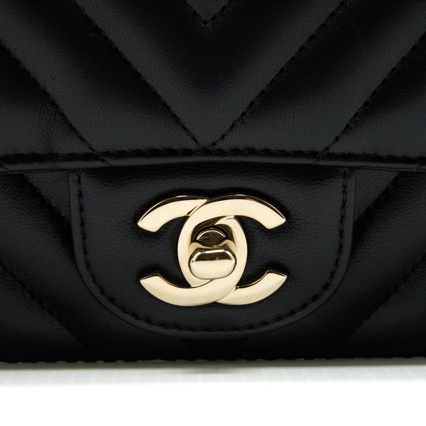 Chanel Chevron Mini Rectangular Flap Bag Black LGHW