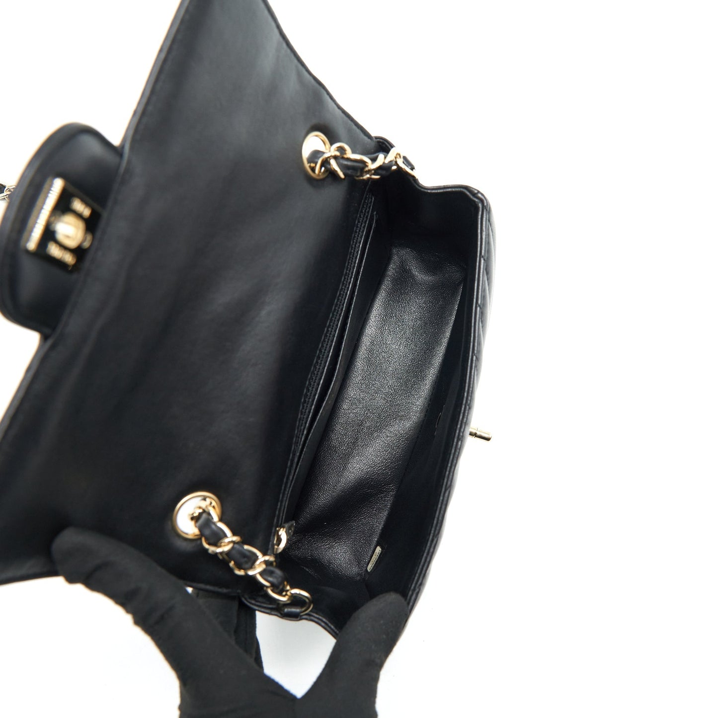 Chanel Chevron Mini Rectangular Flap Bag Black LGHW