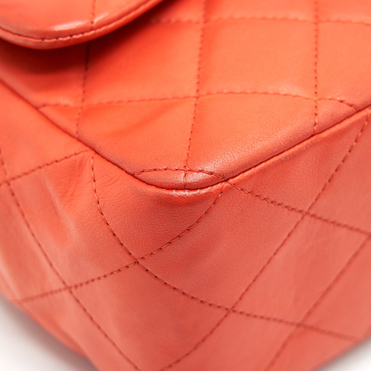 CHANEL CLASSIC SINGLE FLAP JUMBO BAG ORANGE LAMBSKIN GHW