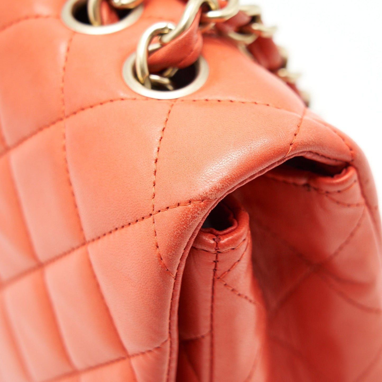 CHANEL CLASSIC SINGLE FLAP JUMBO BAG ORANGE LAMBSKIN GHW
