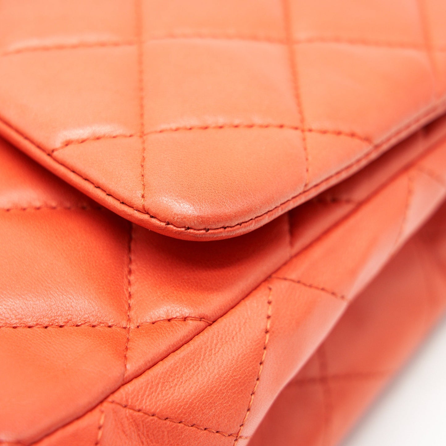 CHANEL CLASSIC SINGLE FLAP JUMBO BAG ORANGE LAMBSKIN GHW