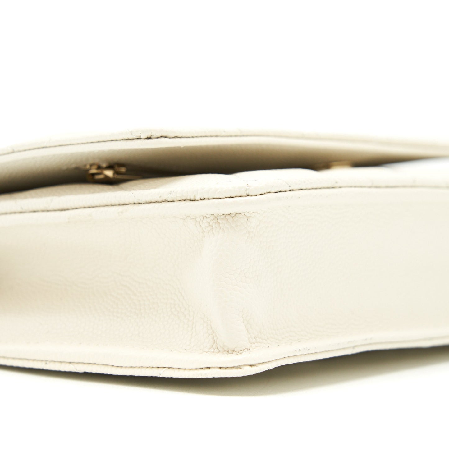 Chanel Classic Wallet On Chain Caviar White LGHW (MICROCHIP)