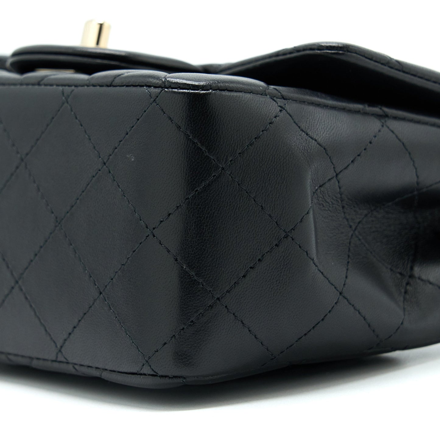Chanel Classic Mini Square Flap Bag Lambskin Black LGHW (Microchip)