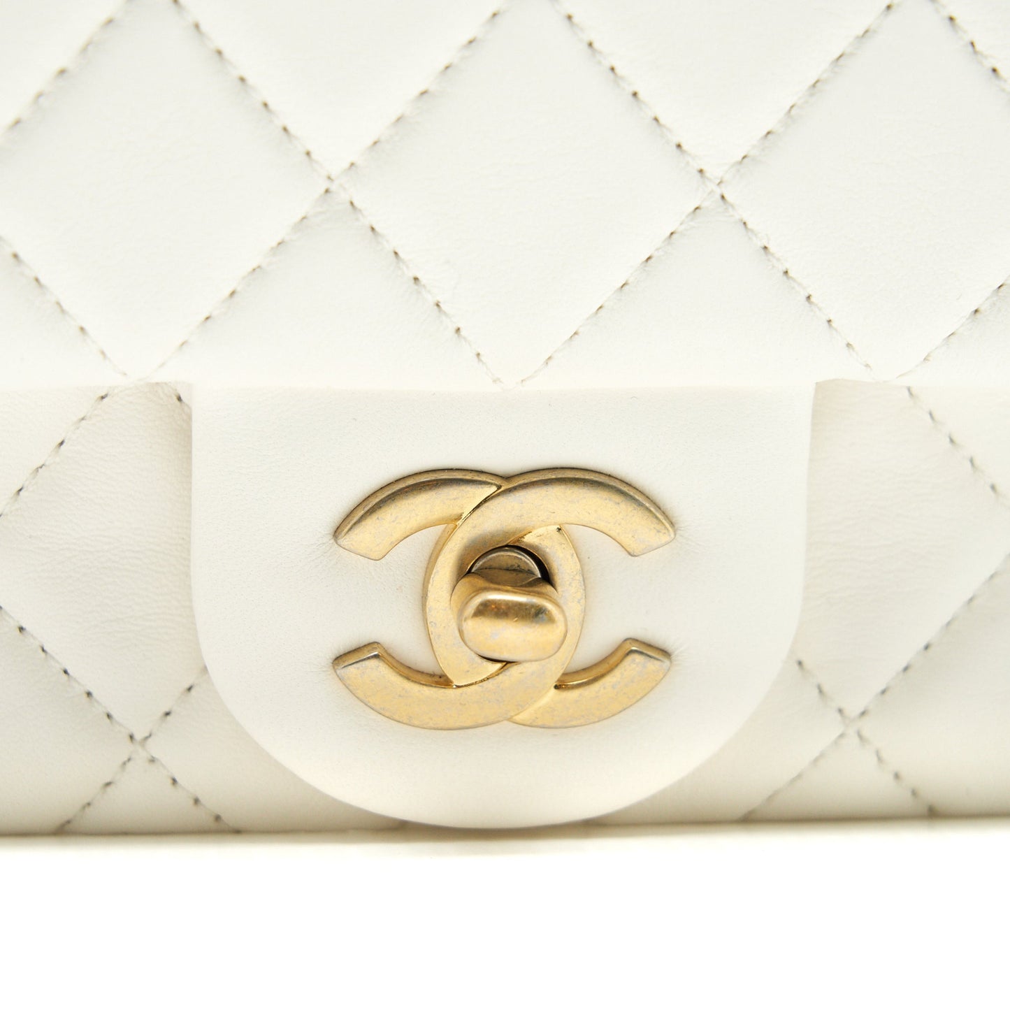 Chanel Pearl Crush Mini Square Flap Bag White GHW