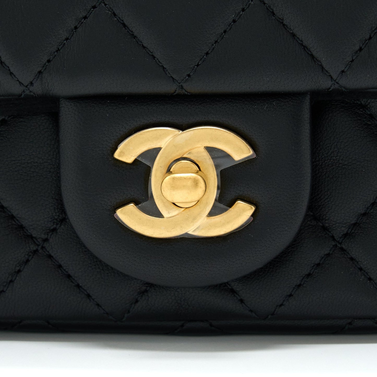 Chanel Pearl Crush Mini Rectangular Lambskin Black With GHW (Microchip)