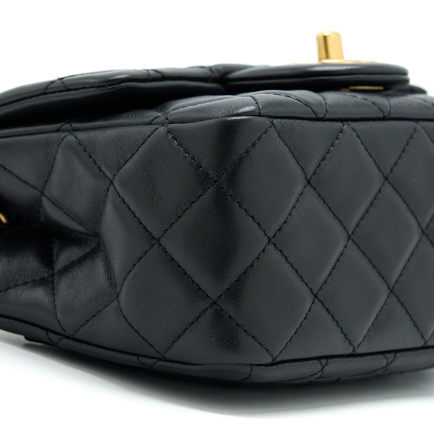 Chanel Pearl Crush Mini Square Flap Bag Lambskin Black GHW (Microchip)