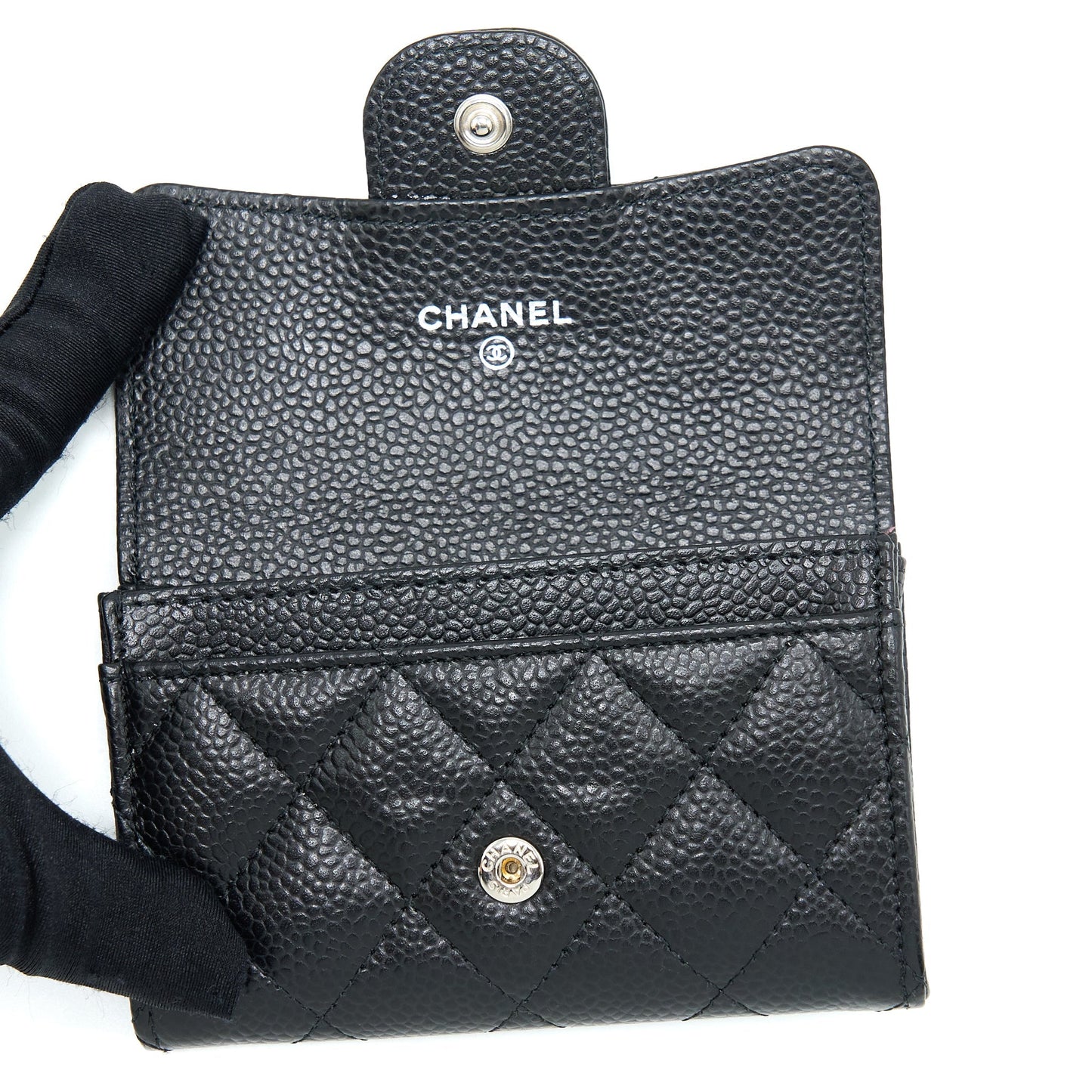 Chanel Classic Flap Card Holder Caviar Black SHW