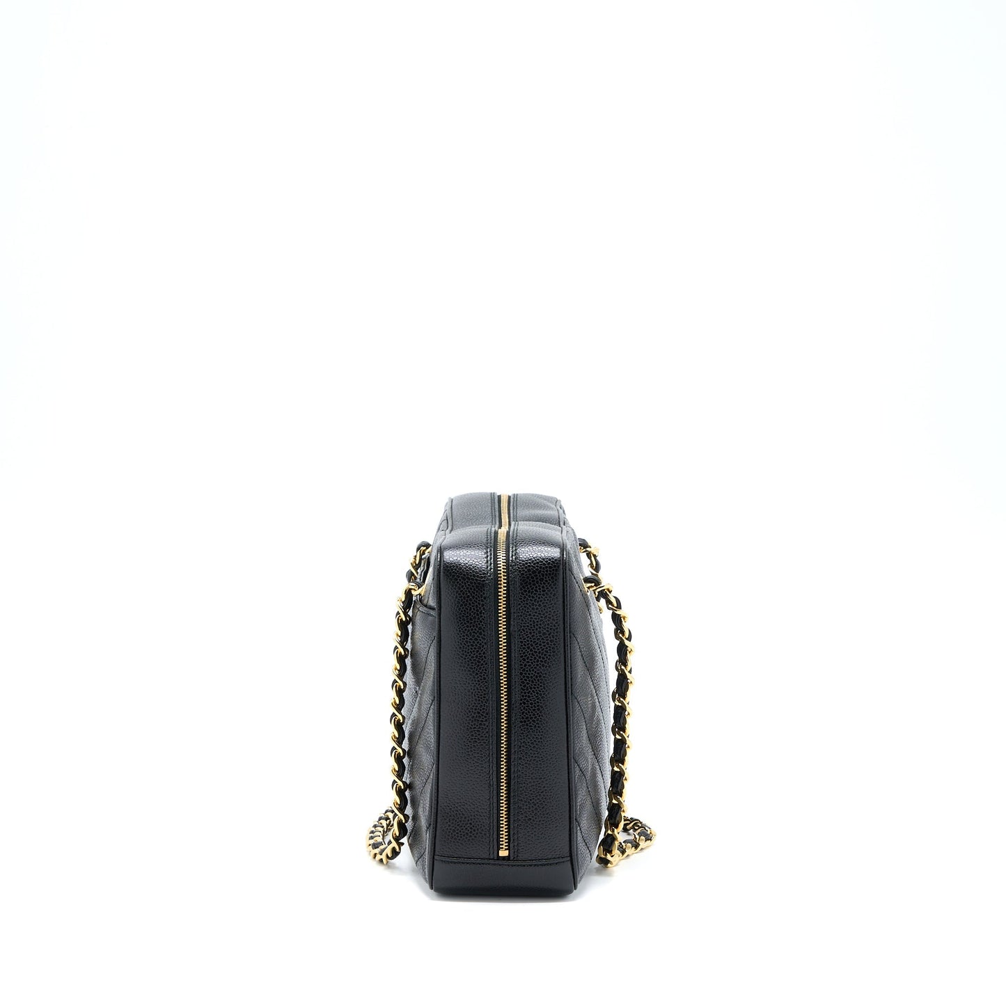 Chanel Vintage Camera Chevron Tote Bag Caviar Black GHW