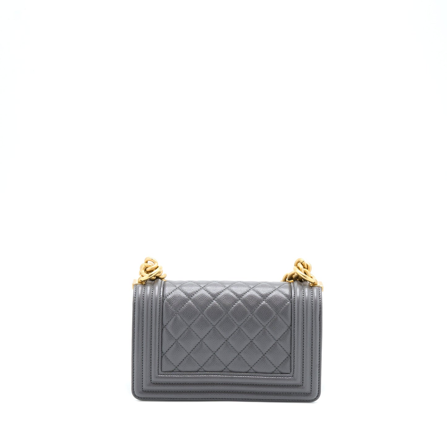 Chanel Small Boy Bag Caviar Grey GHW (Microchip)