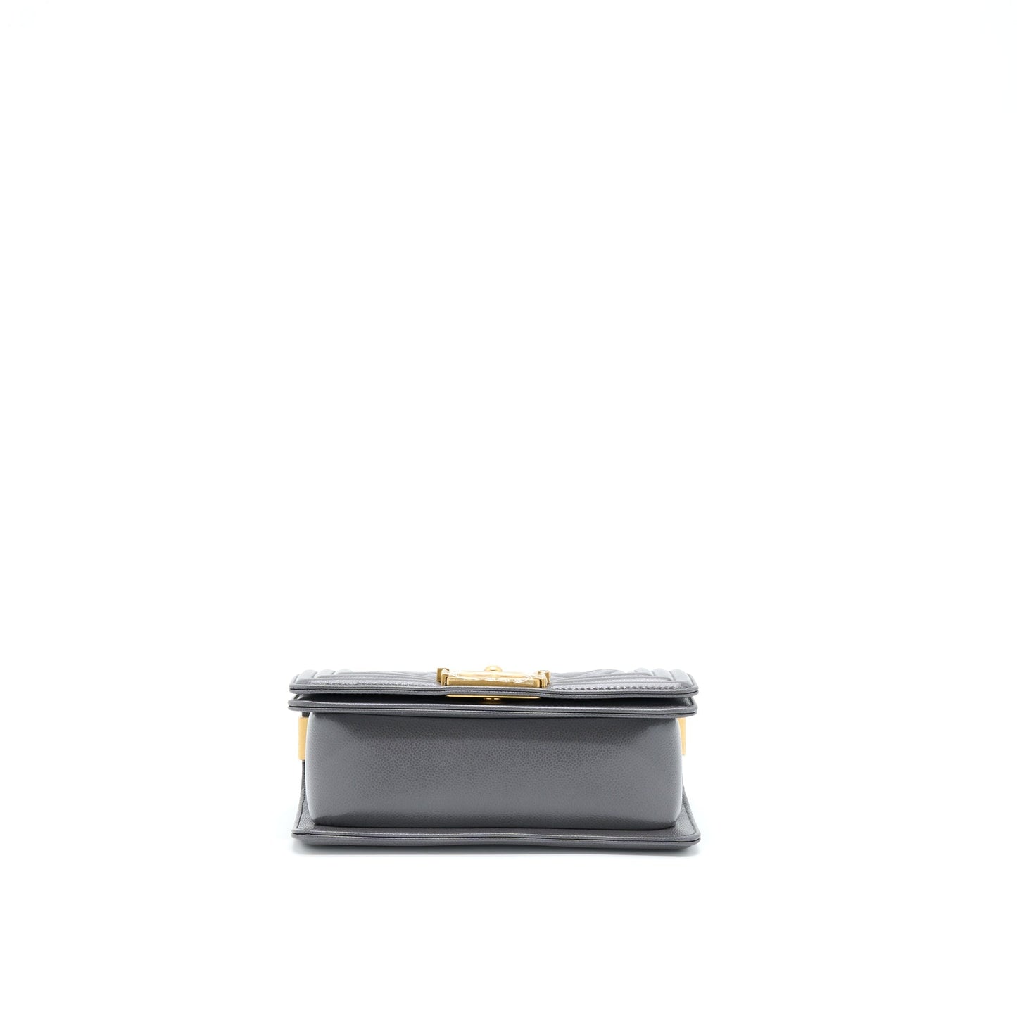 Chanel Small Boy Bag Caviar Grey GHW (Microchip)