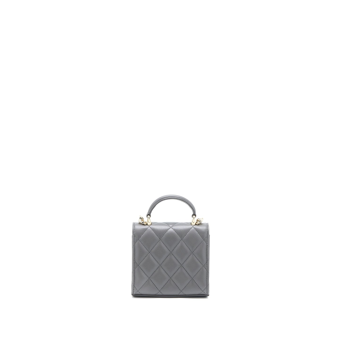 Chanel Mini Top Handle Flap Bag Lambskin Dark Grey LGHW