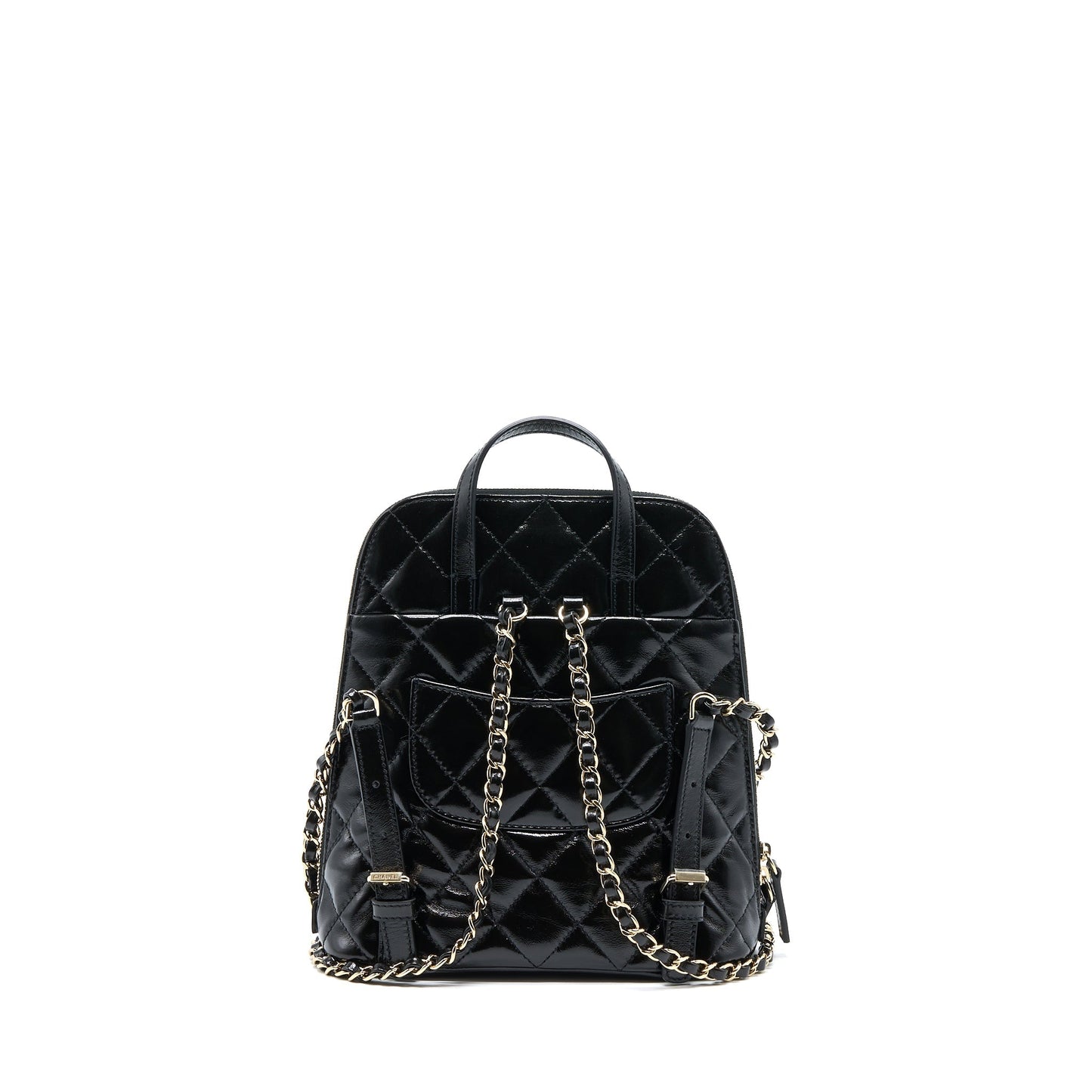 Chanel 22A Backpack Patent Black LGHW (Microchip)