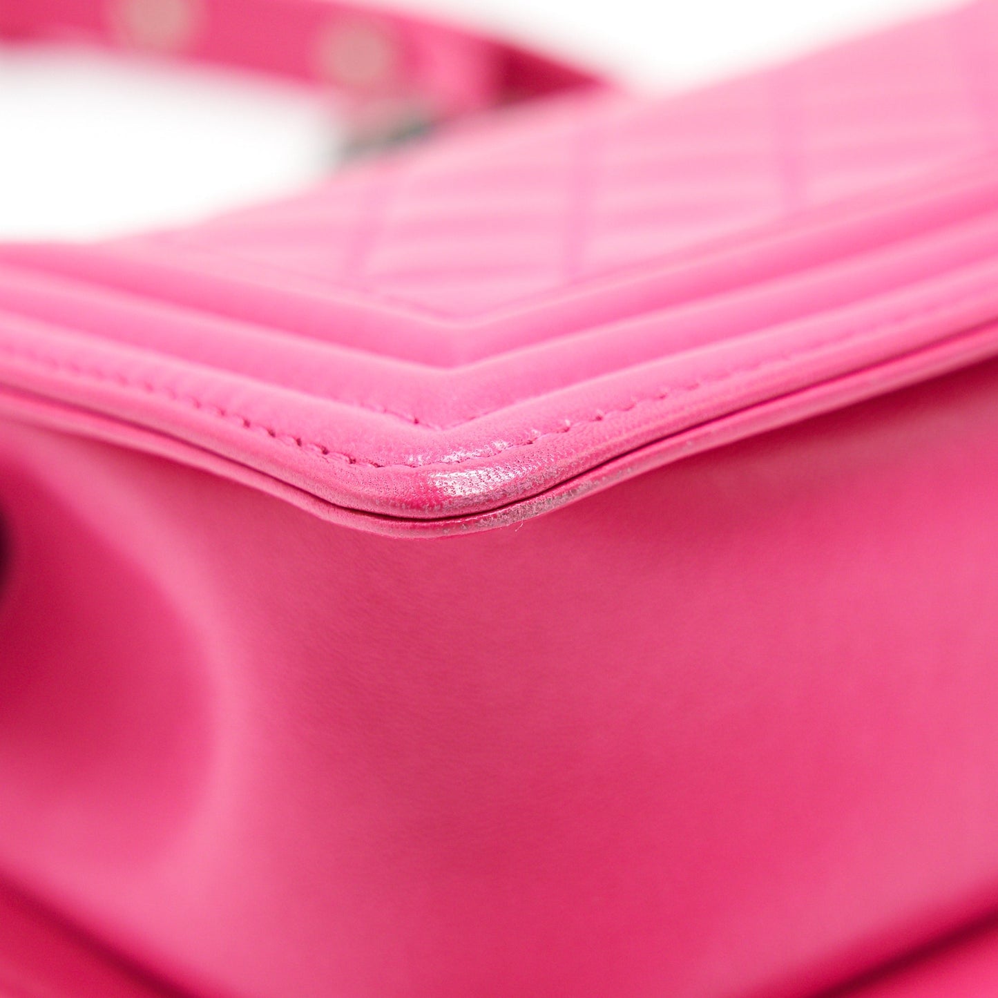 CHANEL SMALL BOY BAG LAMBSKIN RUTHENIUM HARDWARE HOT PINK