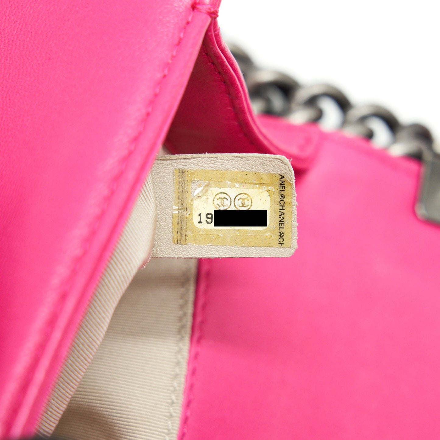CHANEL SMALL BOY BAG LAMBSKIN RUTHENIUM HARDWARE HOT PINK