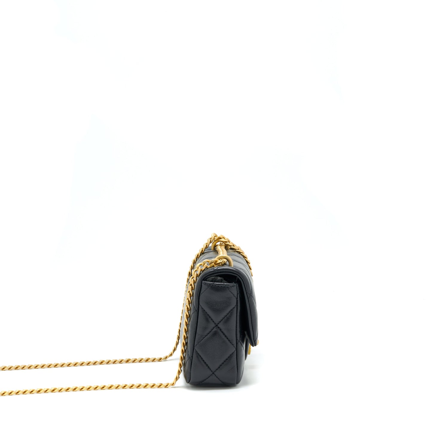 Chanel 22P Seasonal Mini Square Flap Bag Lambskin Black GHW