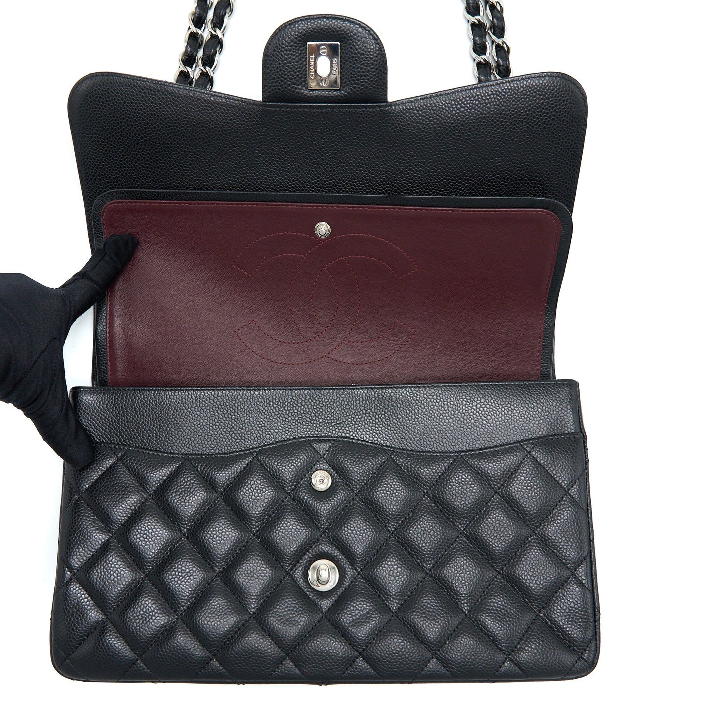 Chanel Classic Jumbo Double Flap Bag Caviar Black SHW