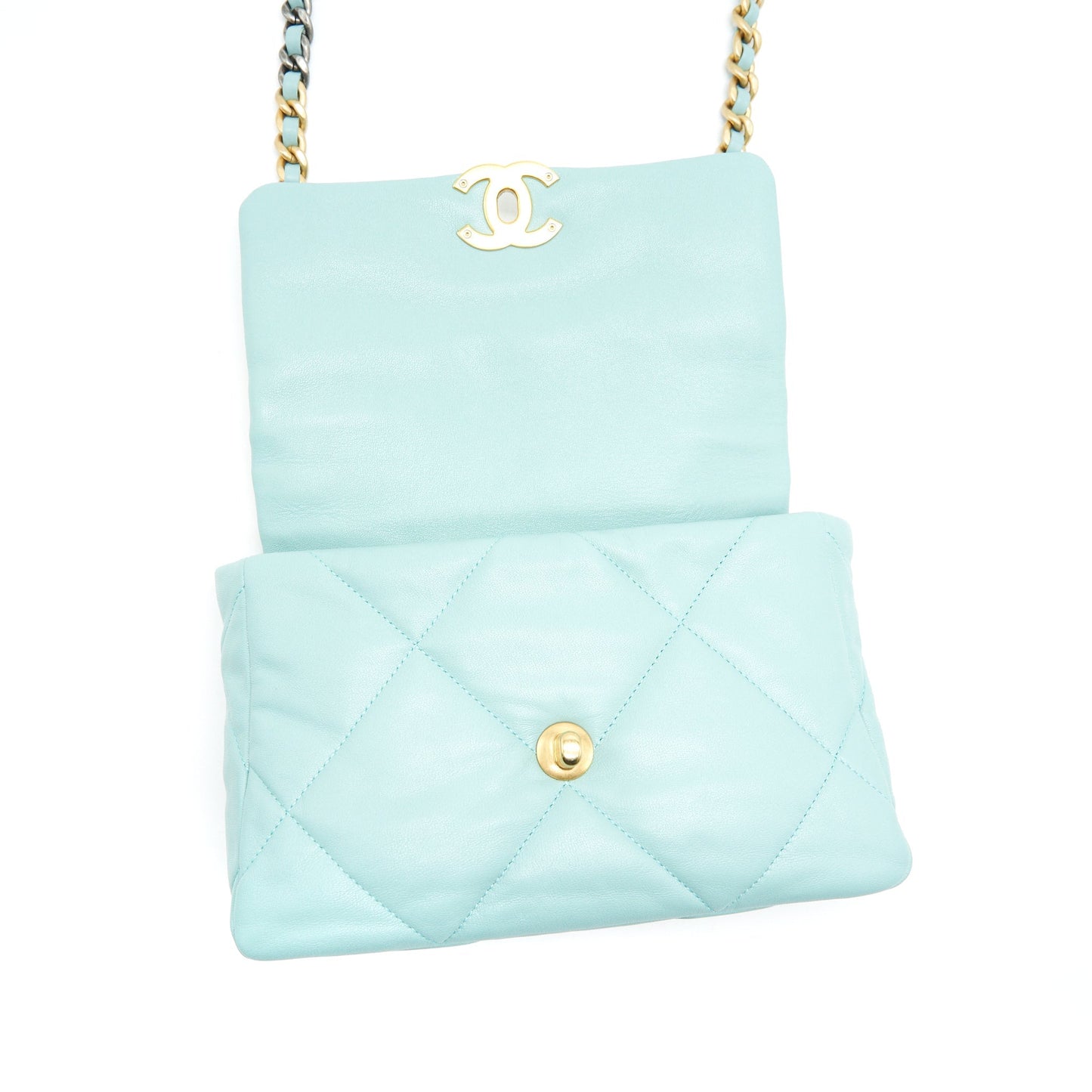 CHANEL SMALL 19 BAG ICE BLUE