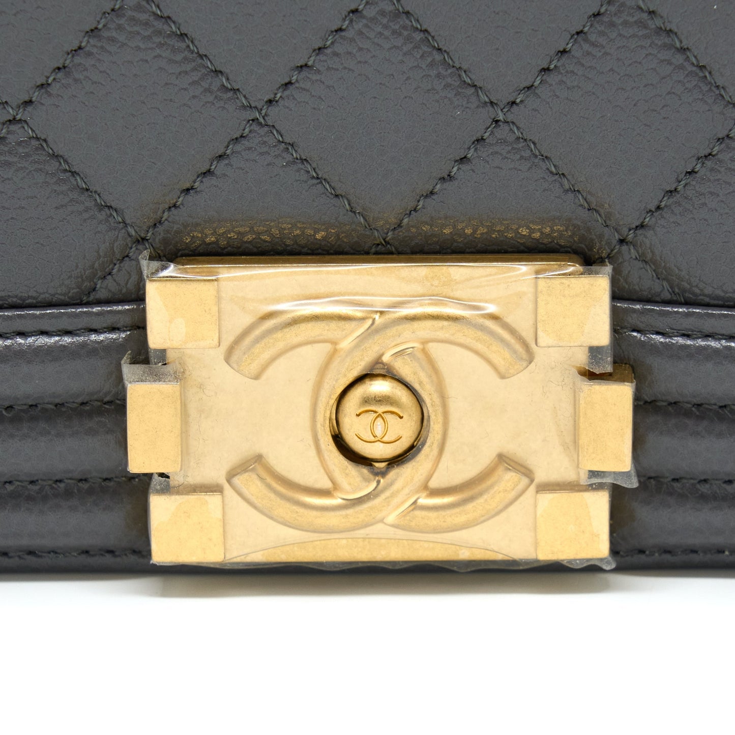 Chanel Small Boy Bag Caviar Grey GHW (Microchip)