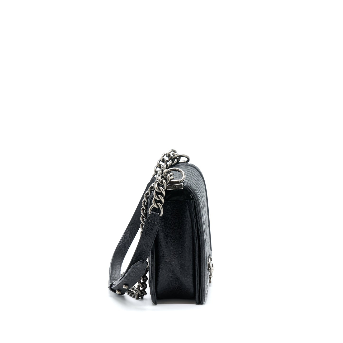 Chanel New Medium 28cm Boy Bag Caviar Black Ruthenium SHW