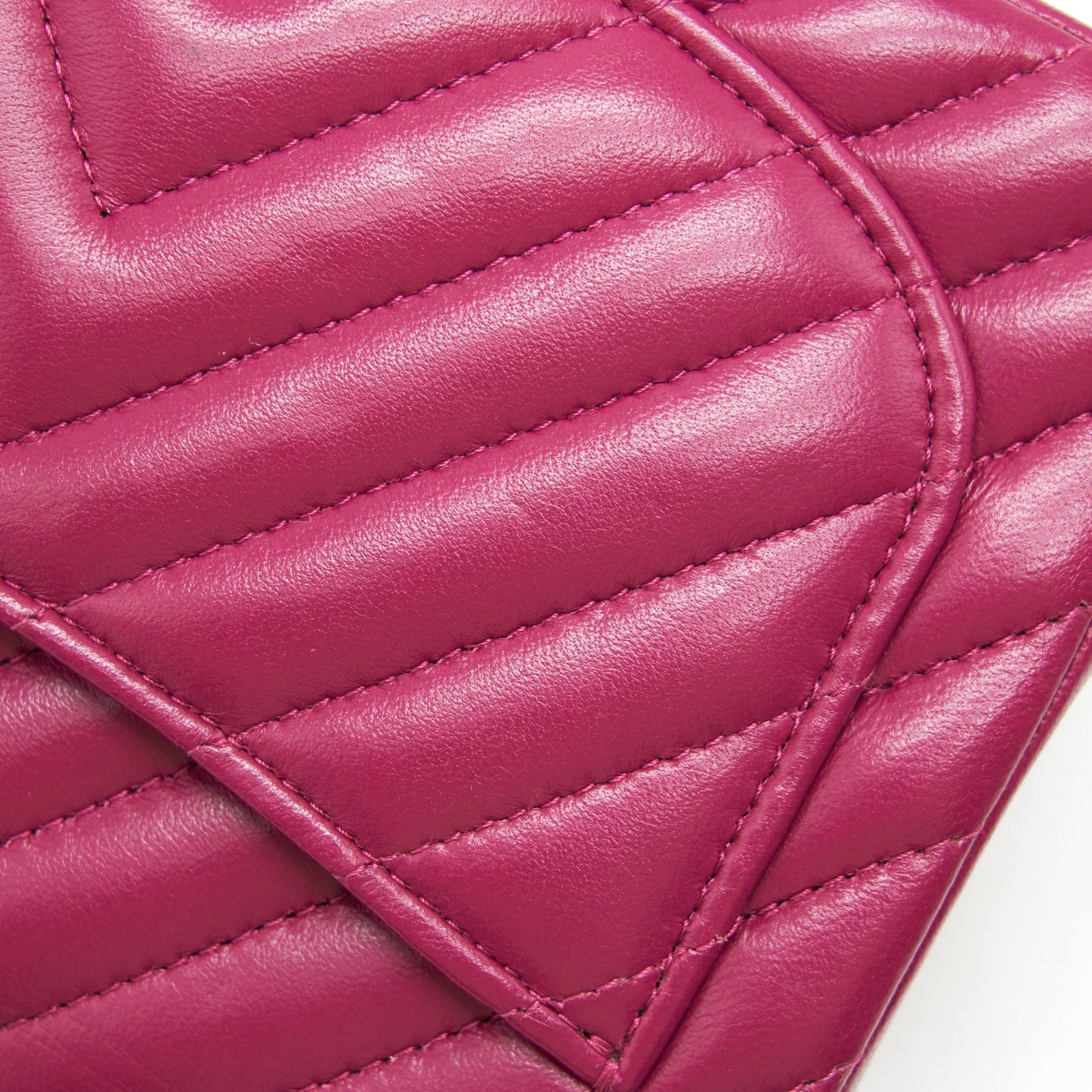 CHANEL MINI SQUARE CHEVRON RASPBERRY RED LAMBSKIN GHW