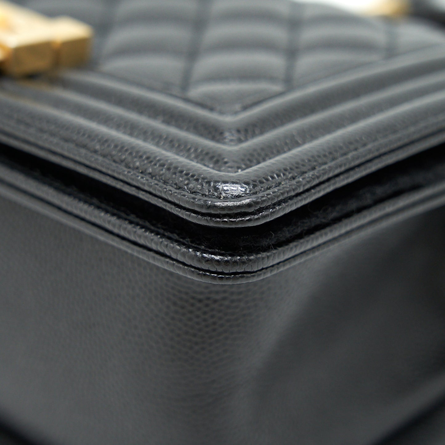 CHANEL SMALL BOY BAG CAVIAR LEATHER GHW BLACK
