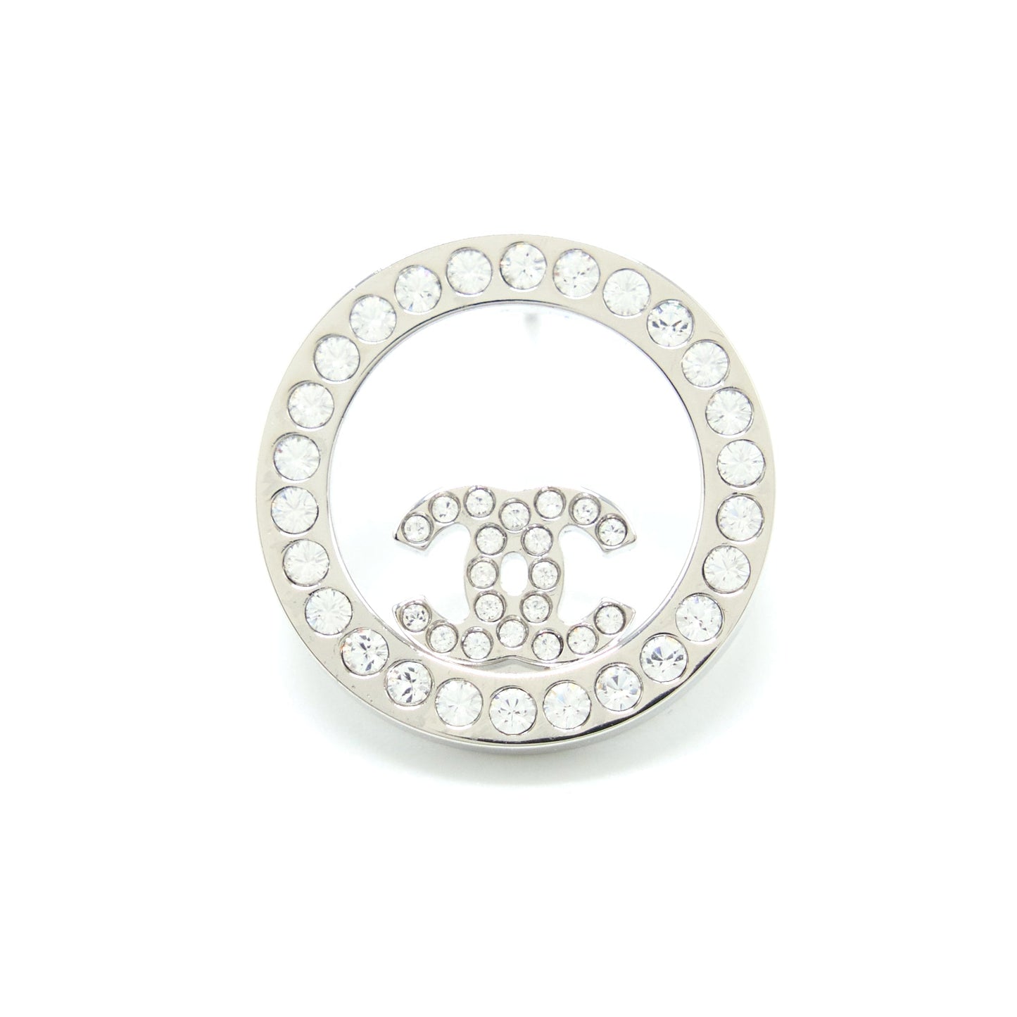 Chanel Round Crystal CC Earrings SHW