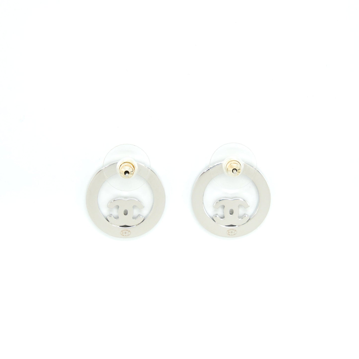 Chanel Round Crystal CC Earrings SHW