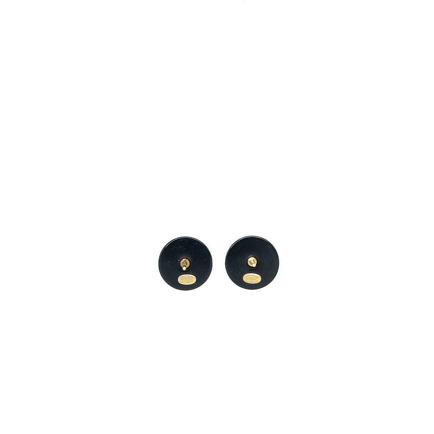 Chanel Round CC Logo Earrings Black/Gold