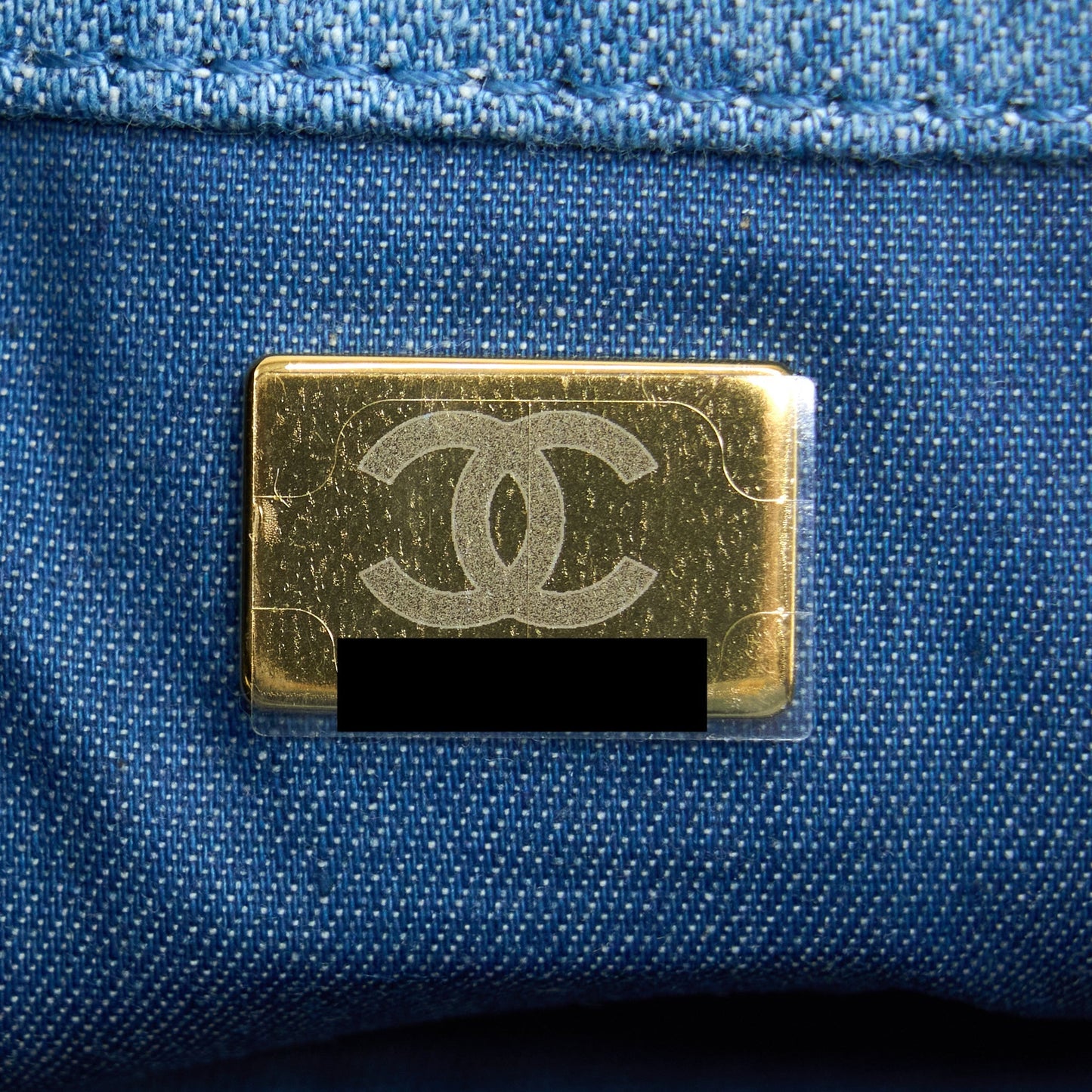 Chanel 22C Denim Pearl Crush Mini Square Flap Bag GHW(Microchip)