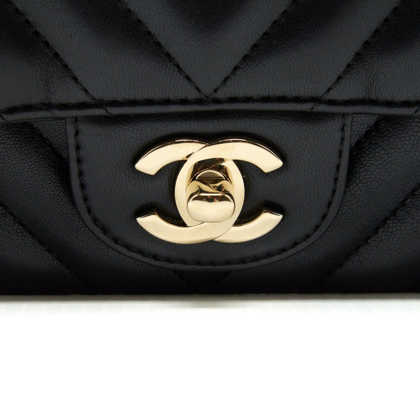 Chanel Chevron Mini Rectangular Flap Bag Lambskin Black LGHW