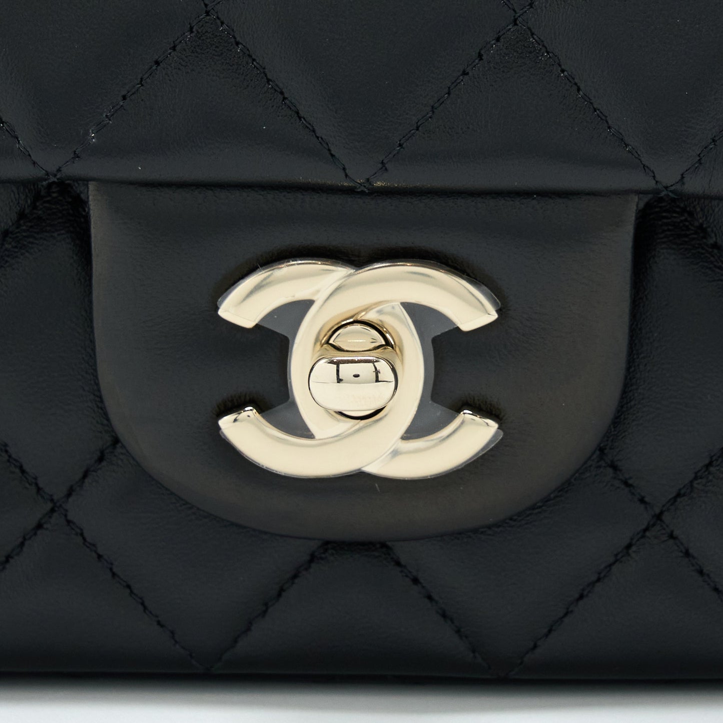 Chanel Mini Rectangular Lambskin Black LGHW(Microchip)