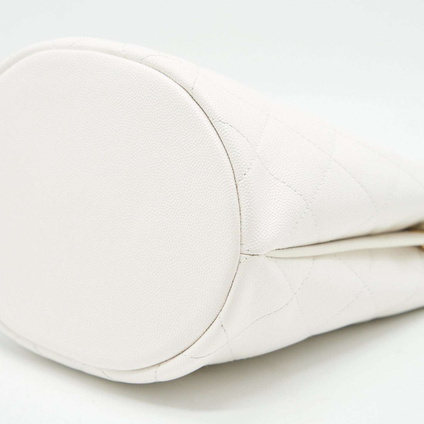 Chanel Bucket Bag With Chain Handle Caviar White GHW