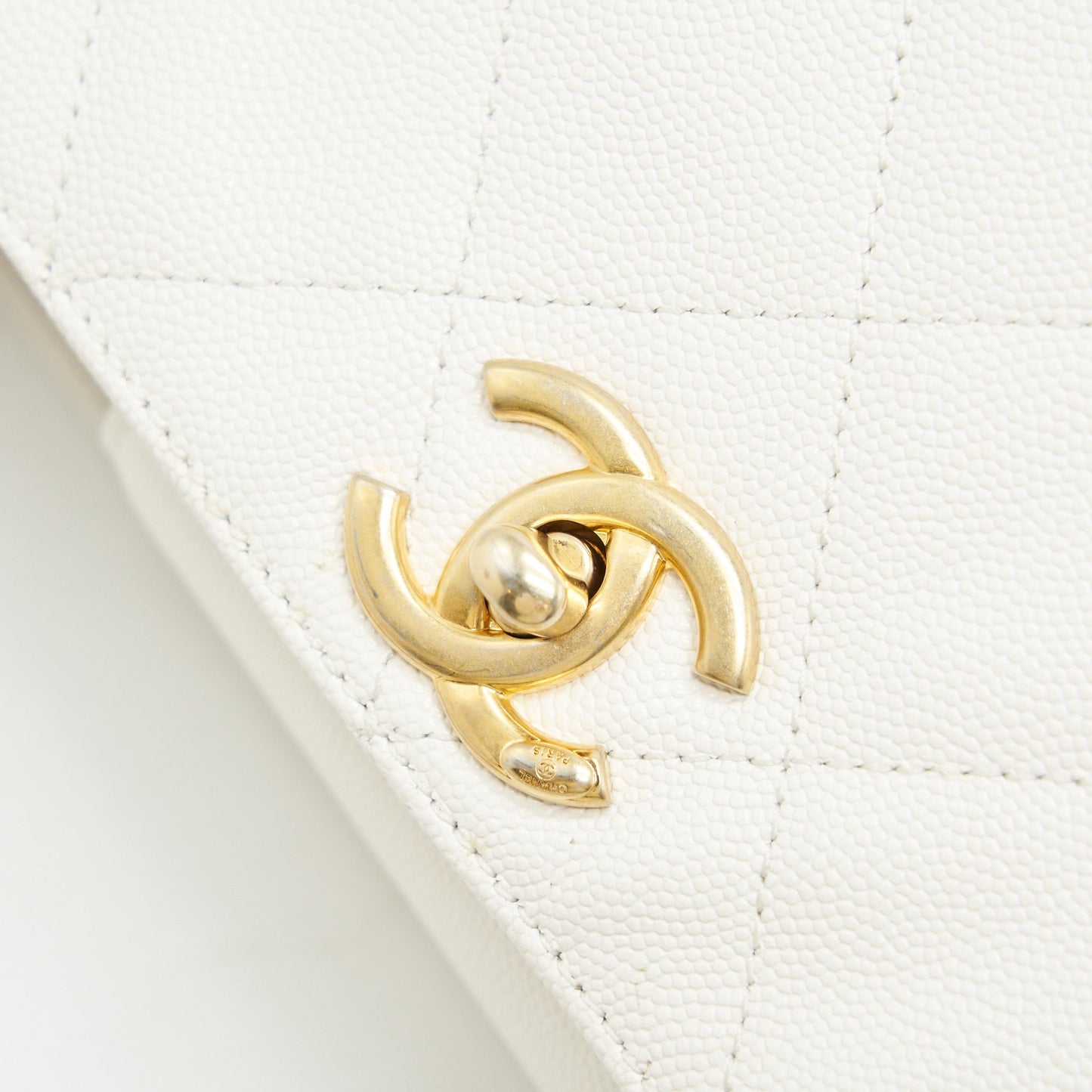 Chanel Bucket Bag With Chain Handle Caviar White GHW