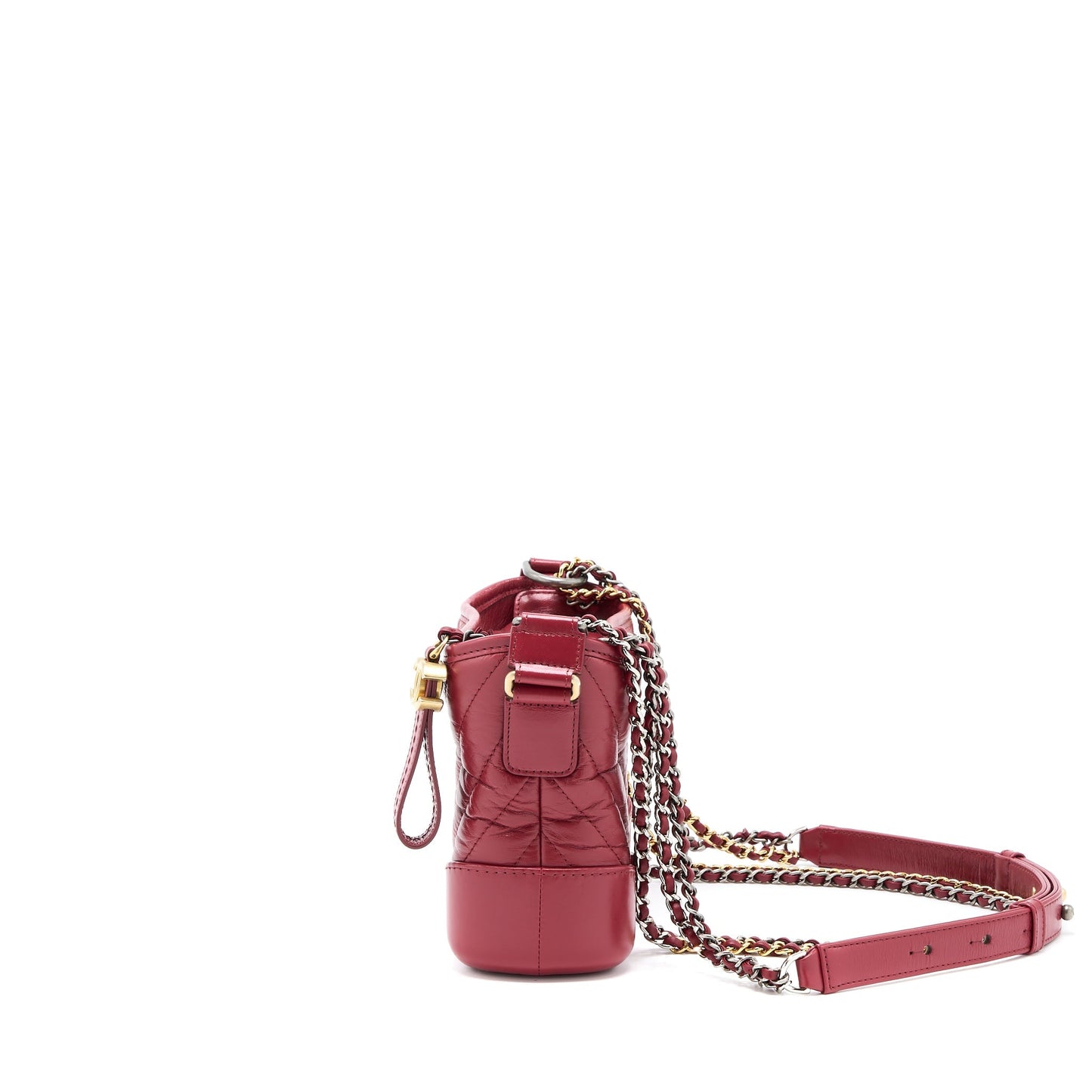 Chanel Small Gabrielle Hobo Bag Chevron Calfskin Red Multicolour Hardware