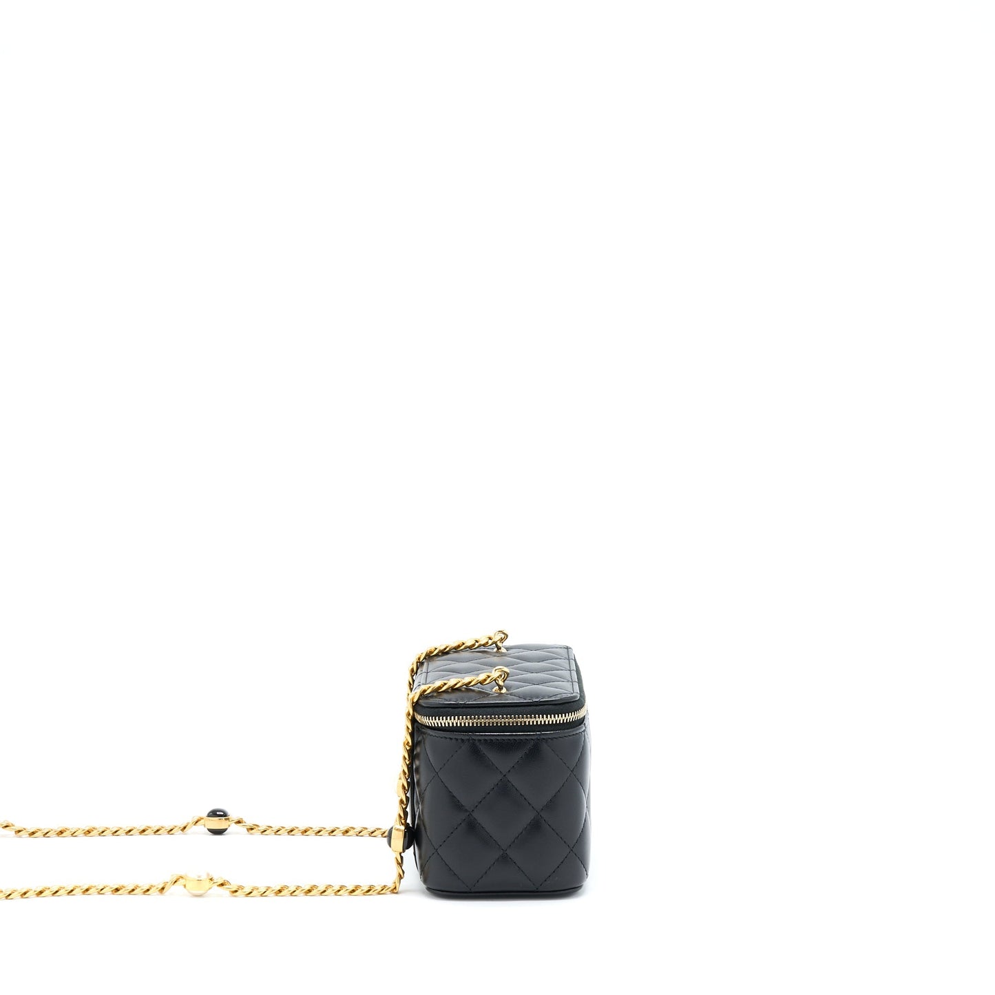 Chanel Long Vanity With Detailed Chain Lambskin Black GHW