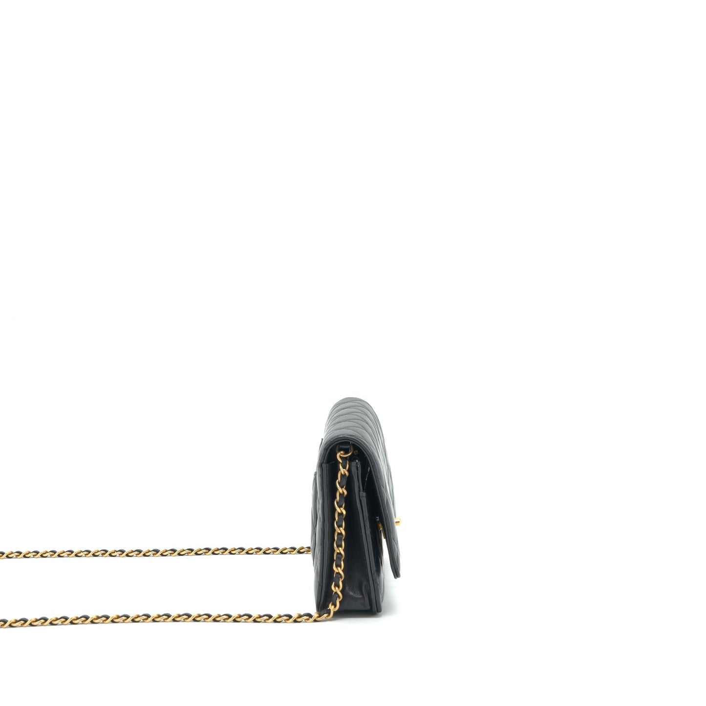 Chanel 22C Pearl Crush Wallet On Chain Lambskin Black GHW (Microchip)