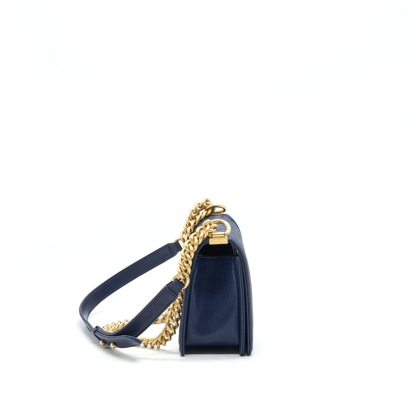 Chanel Boy Chanel Old Medium Caviar Navy with GHW